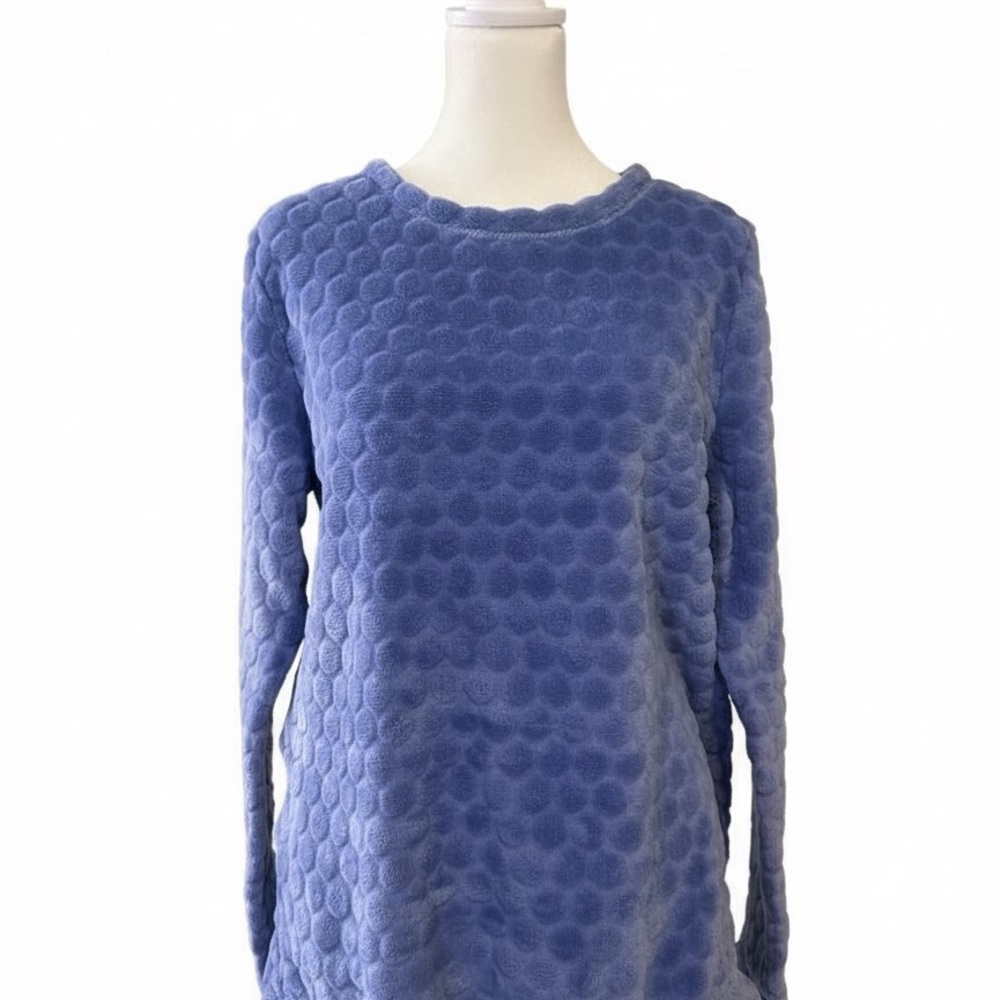 HUE blue bubble knit textured crewneck sweater Small excellent no tags - Picture 1 of 4